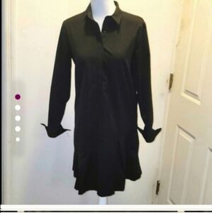 TY-LR size small Black Poplin mini shirtdress dress Revolve preppy cotton